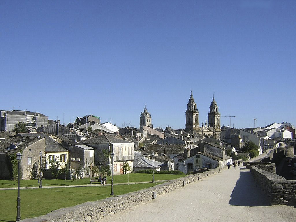 View from the Roman wall of Lugo and its Cathedral